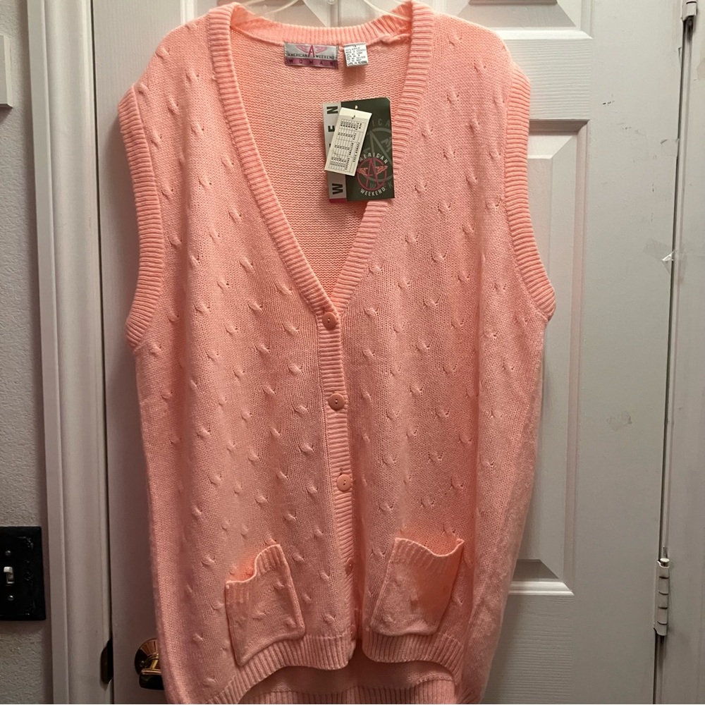 Vintage American Weekend Women’s Sweater Cardigan 1X NWT Pink